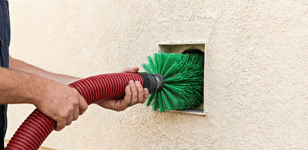 Air duct cleaning brush removing debris from a vent opening in Pueblo, CO