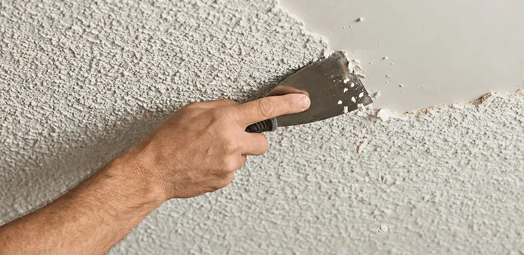 Popcorn ceiling removal scraping off textured ceiling finish in Pueblo, CO