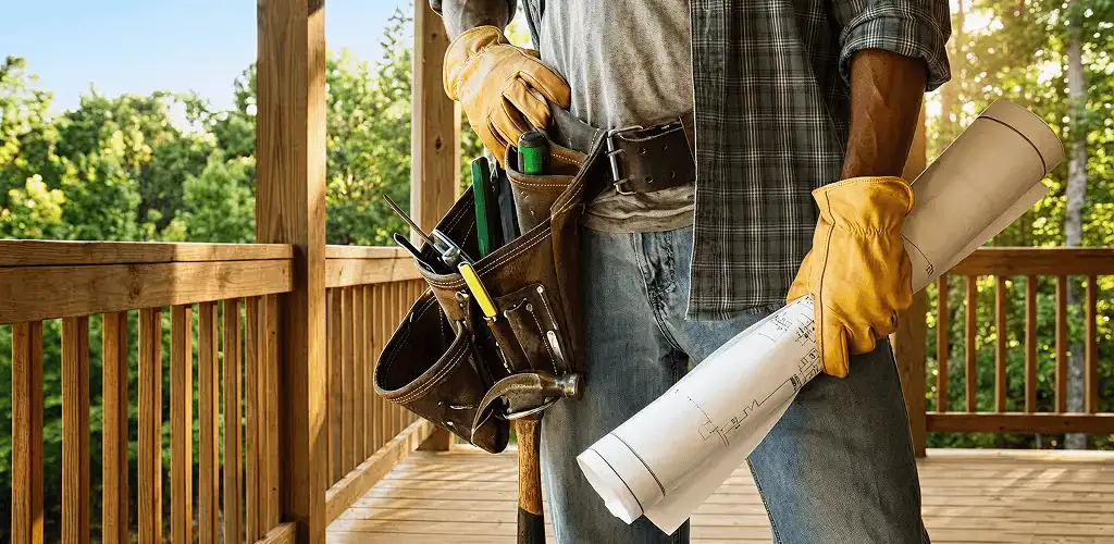 Professional handyman with tool belt ready for home repairs in Pueblo, CO