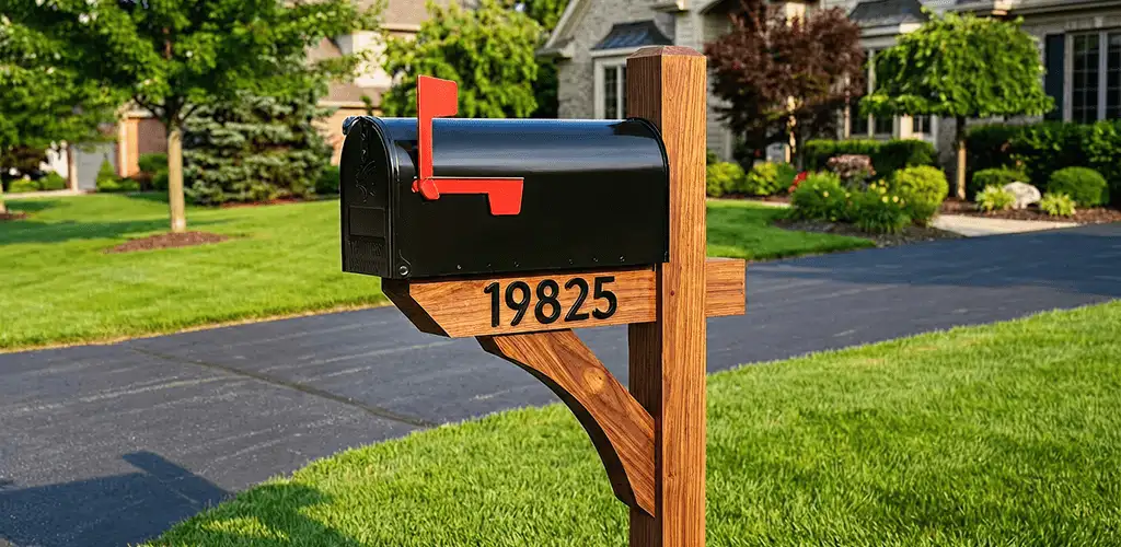 New mailbox installation with post and address number for a home in Pueblo, CO