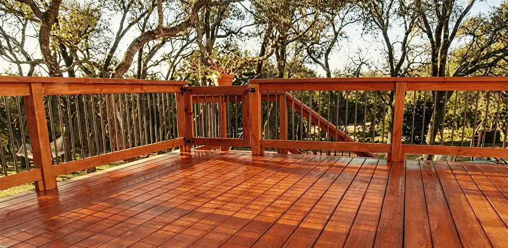 Deck sealing results with a freshly sealed wood deck in Pueblo, CO
